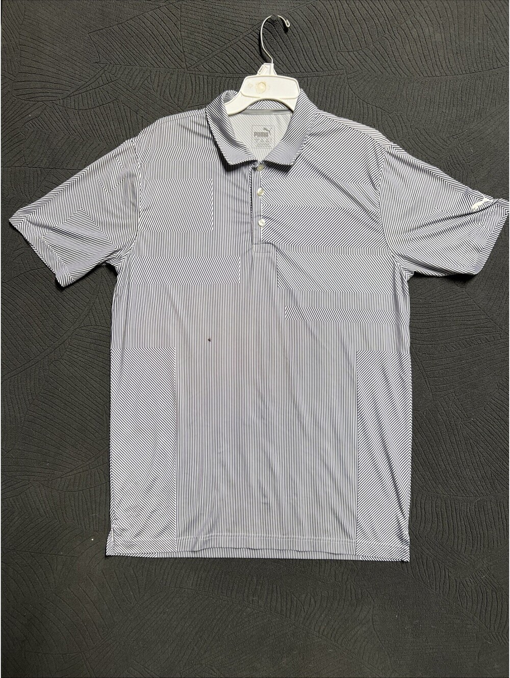 Puma Men’s Golf Polo Black & White Optical Illusion Stripe - 1142-1Z